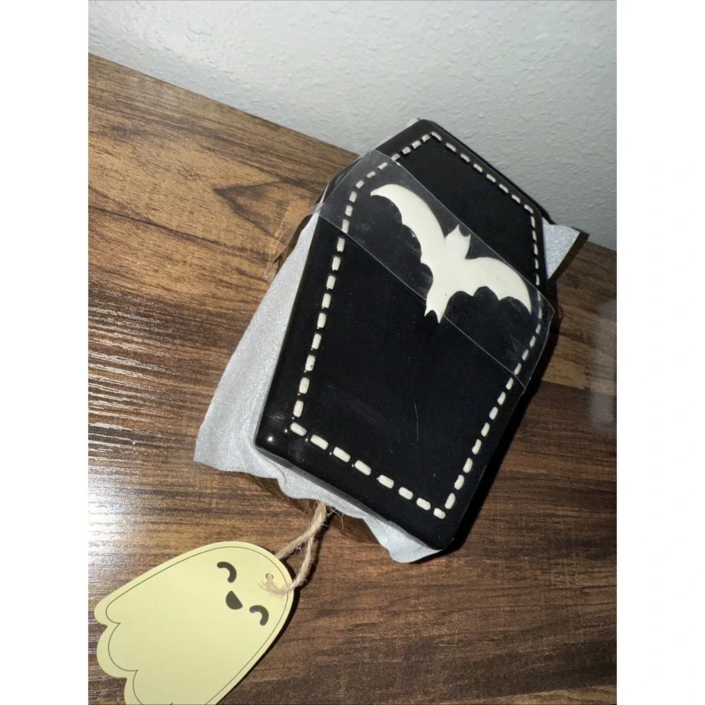 Strawberry Street Halloween Ceramic Canister Coffin Bat‎ NEW Goth Decor